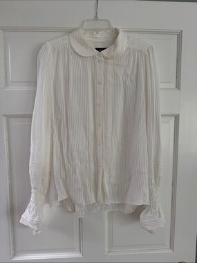 ME+EM Cream Pintuck Peter Pan Collar Button-Down Blouse